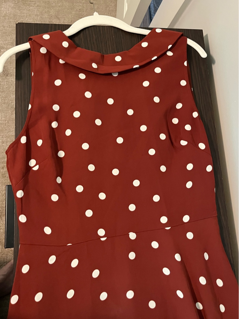 NWT Boden Brown & White Polka Dot High Neck Collared Midi Dress / Size 6 - Picture 4 of 6